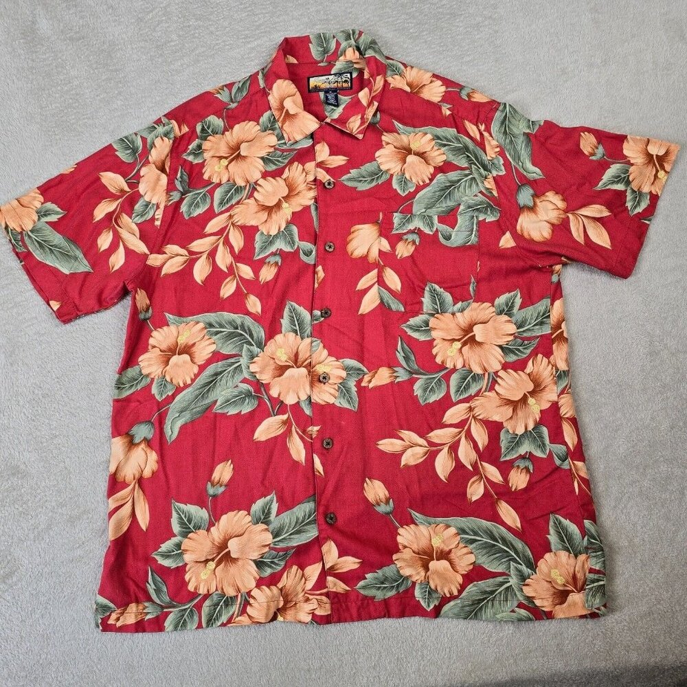 Havana Jacks Cafe Hawaiian Shirt Mens Extra Large Tropical All Over Print Rayon